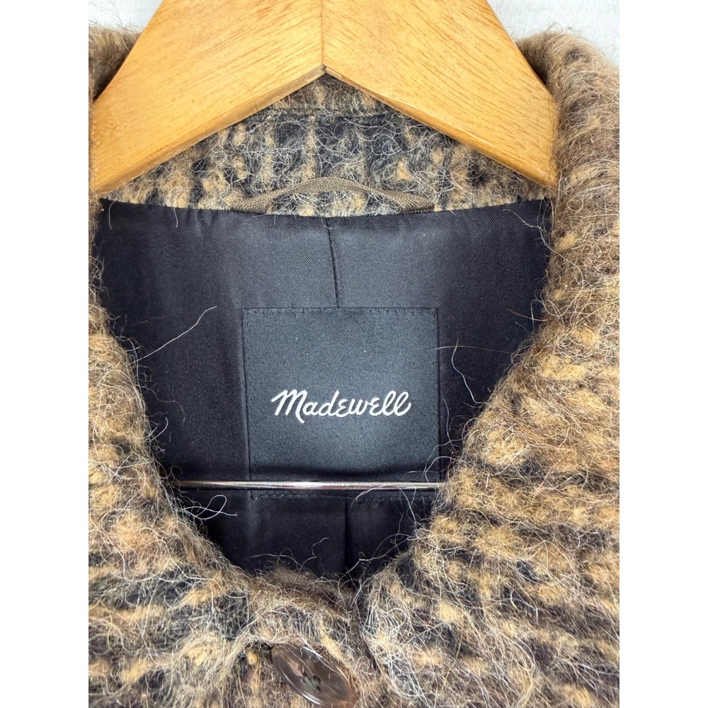 Madewell Jacket Womens XL Alpaca Wool Blend Plaid Shacket Fuzzy Button Front - Picture 3 of 7